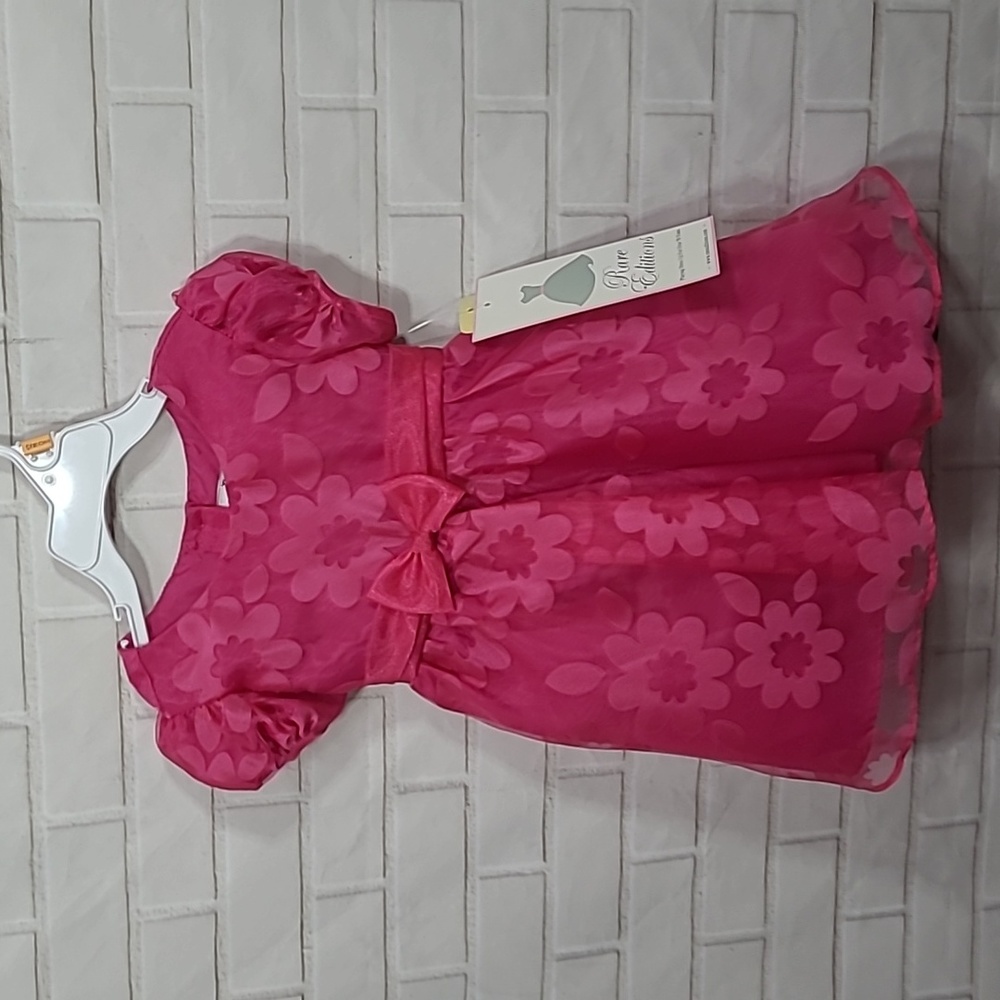 NWT  Rare Editions infant girls hot pink dress